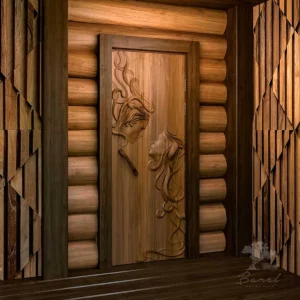 Дверь из массива дерева с резной 3d композицией "Идиллия" (DV189)