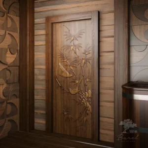 Дверь из массива дерева с резной 3d композицией "Рапсодия" (DV190)
